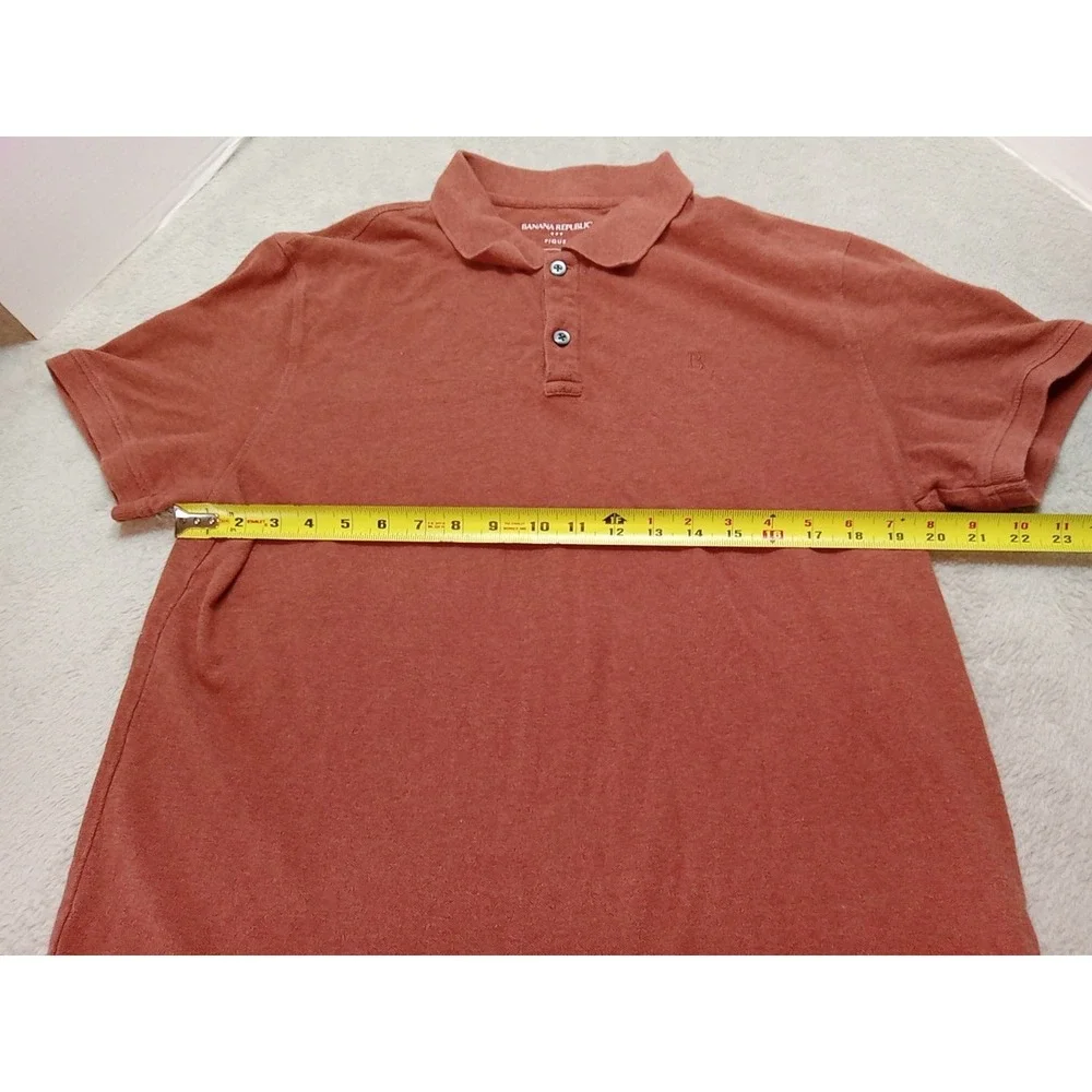 Banana Republic Men's Size Large Pique Short Sleeve Polo Shirt Color Rust